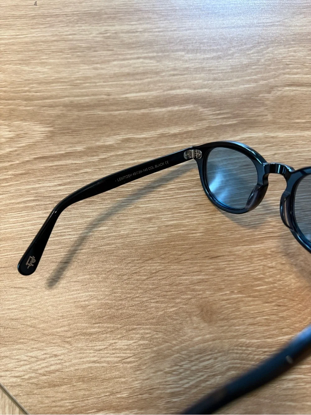 MOSCOT Lemtosh Sunglasses Black 49-24-145 Blue Lenses Unisex